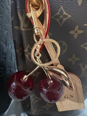 Cherry Bag Charm Keychain - Red